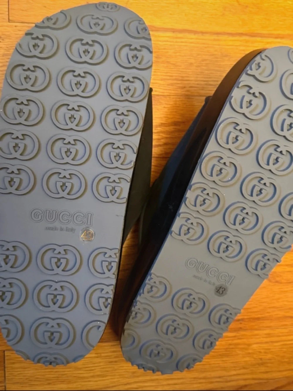 Gucci Black Logo Embossed Rubber Slide Sandals